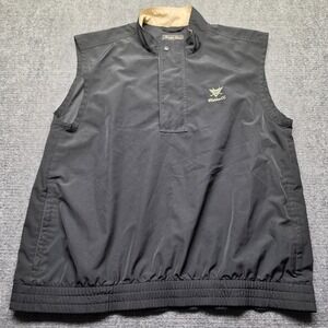 Straight Down Wilshire CC Golf Vest Mens Large Black Snap Mock Neck Pullover